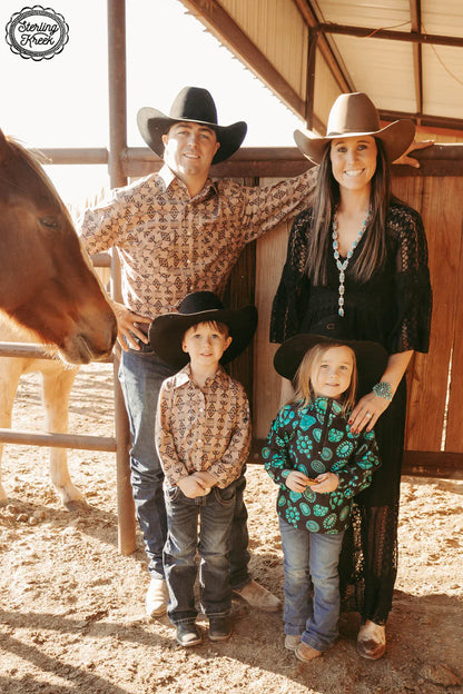 Turquoise Trails Mini Navajo Blossom Pullover for Little Wranglers (Kids) image 2