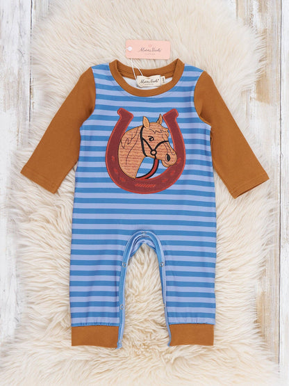 Lucky Horse Embroidered Romper