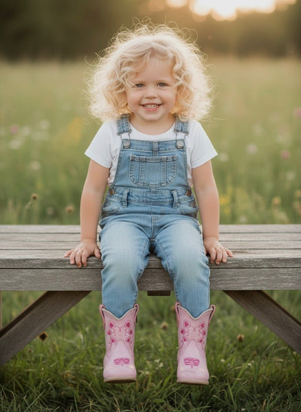 Pink Heart Cowgirl Boots for Toddlers & Kids | Genuine Leather Baby Cowgirl Boots