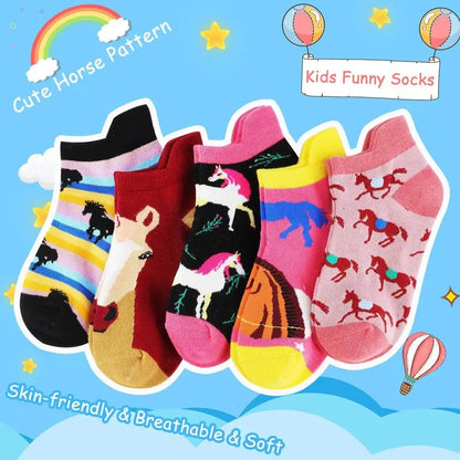 Adorable Horse-Themed Ankle Socks - 5 Pairs image 3