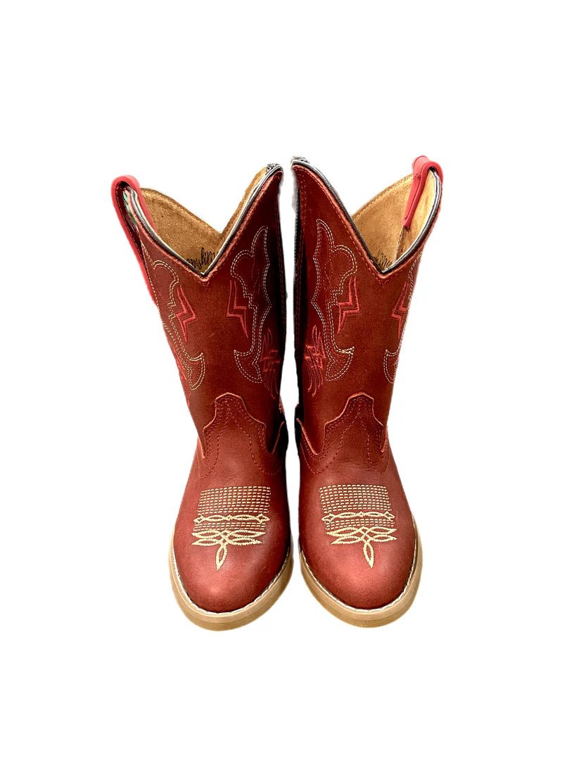 Red Rodeo Cowgirl/Cowboy Boots for Kids & Toddlers | Genuine Leather Western Boots with Embroidery