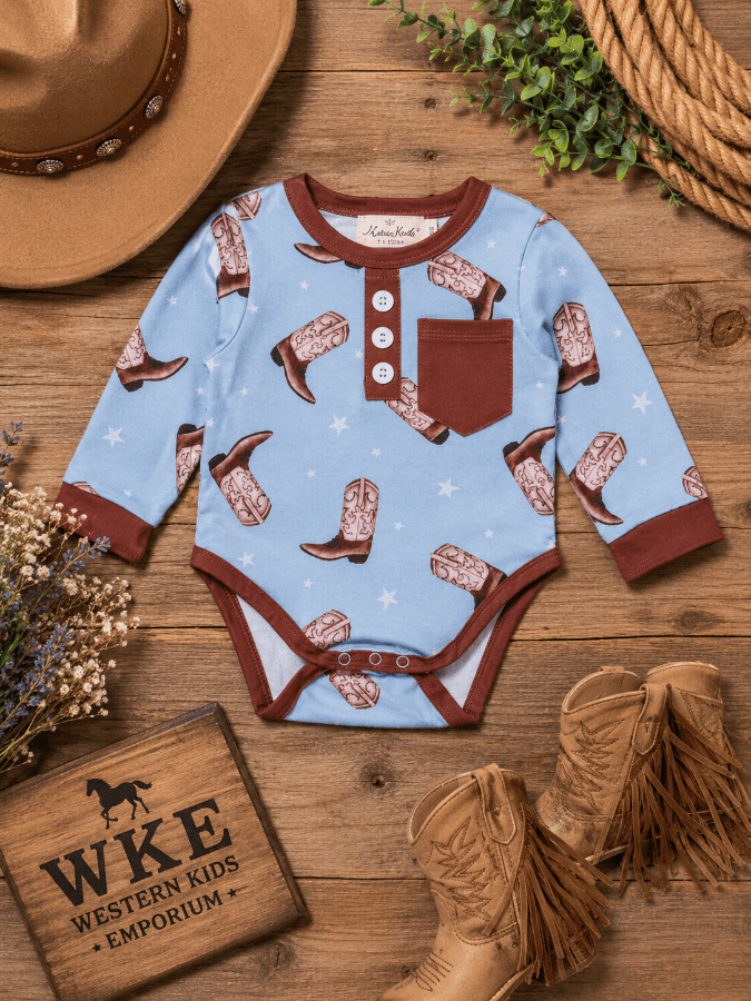 baby boots western onesie