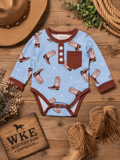 baby boots western onesie