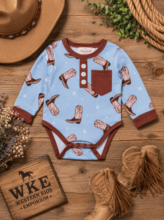 baby boots western onesie