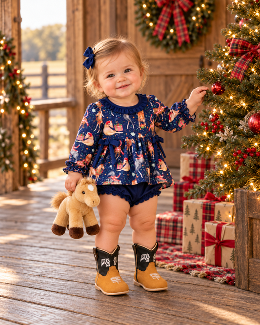 Christmas Corral Horse Print Baby Set