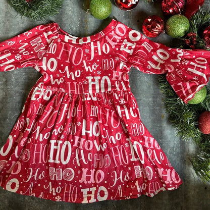 Santa's HoHo Holiday Bell Sleeve Dress image 0