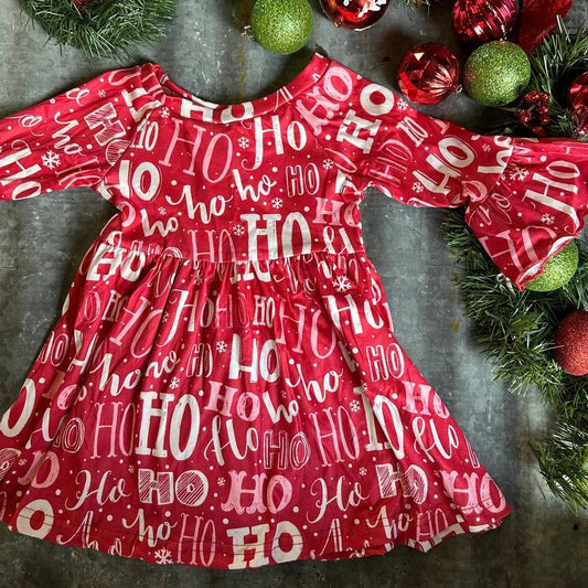 Santa's HoHo Holiday Bell Sleeve Dress image 0