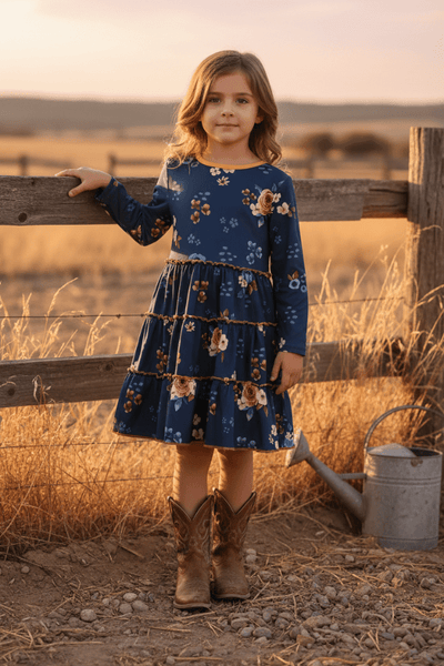 Girls Western Floral Cowgirl Dress