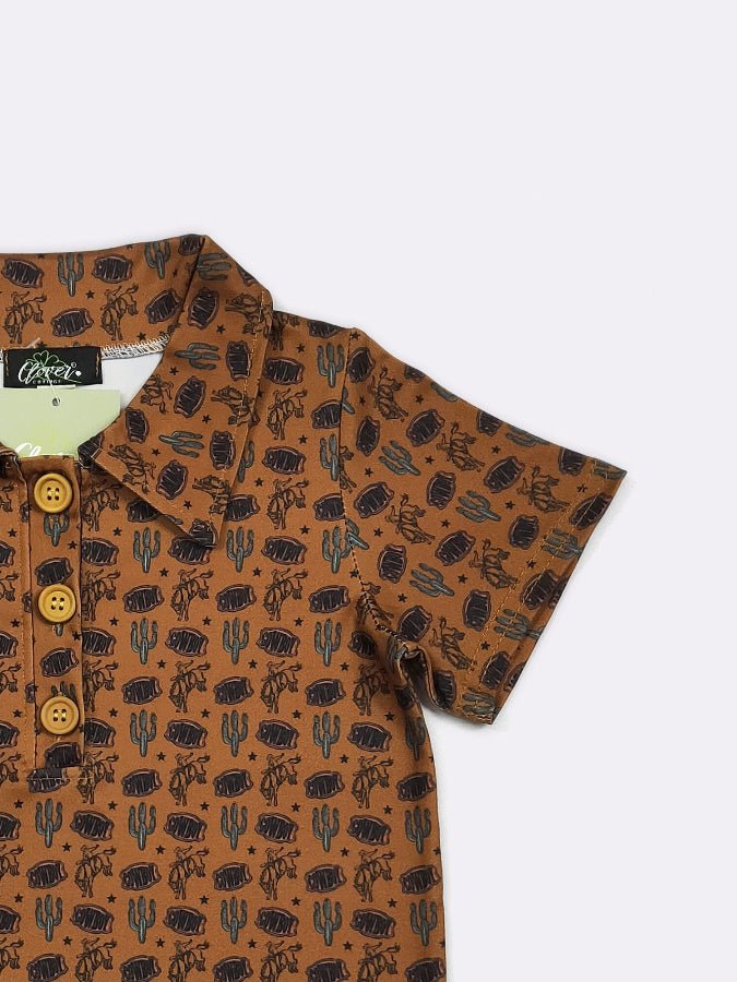 Brown shirt with western pattern on a white background