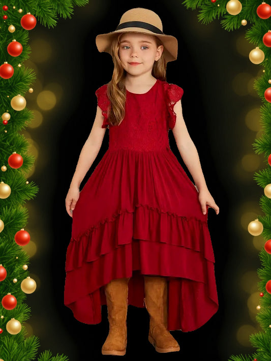 Lace & Lassos: Ruffle High-Low Tail Dress for Little Cowgirls!