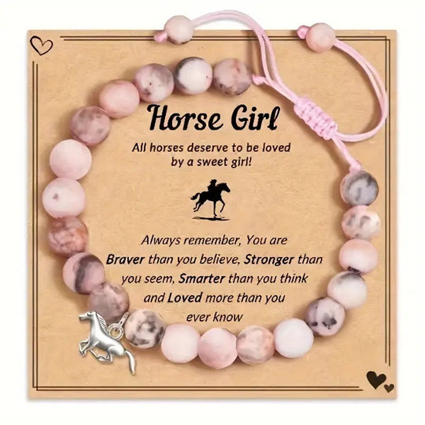 Horse Girl's Inspirational Charm Beads Bracelet