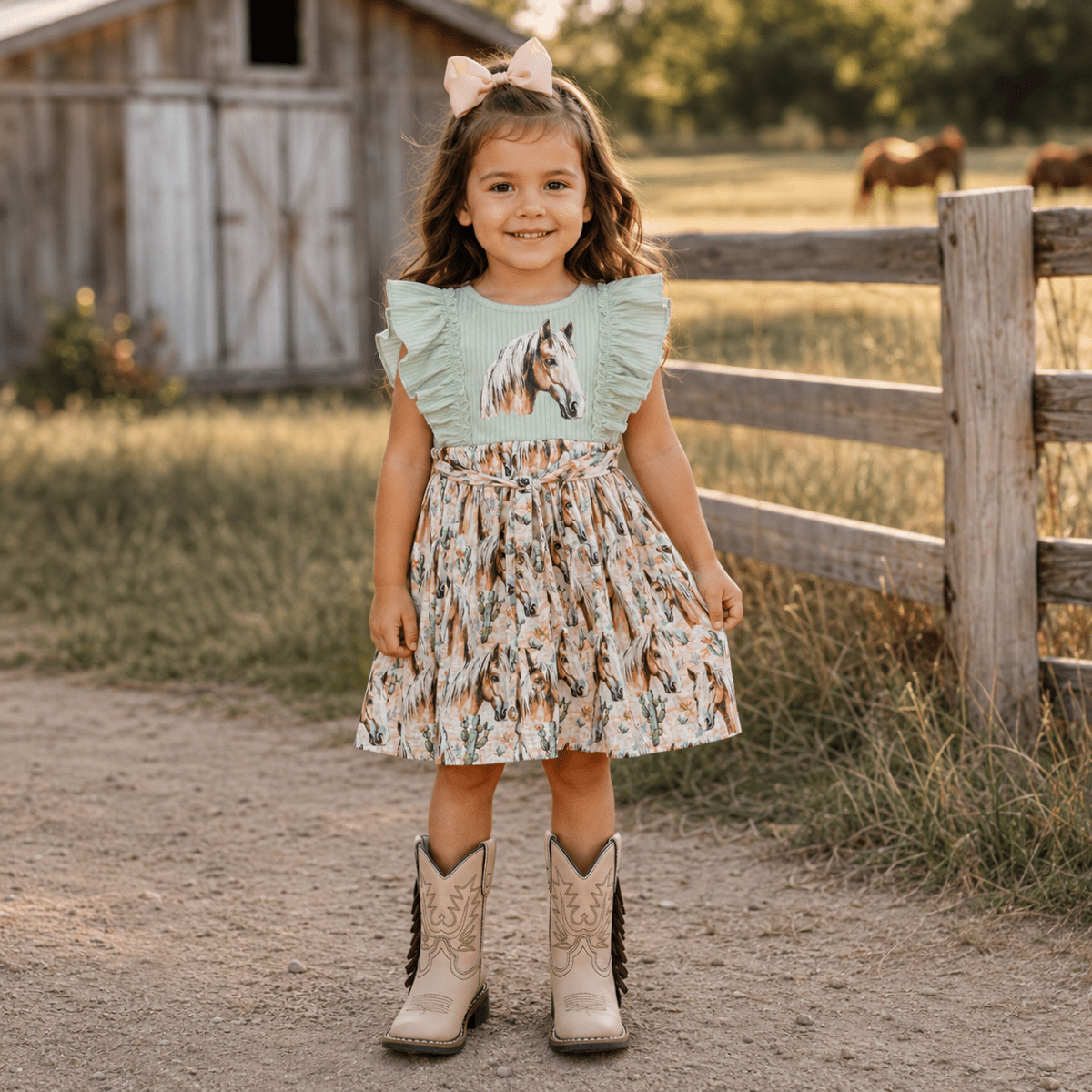 Desert Dasher Horse Dress – Girls Western Dress, Sizes 2T–7