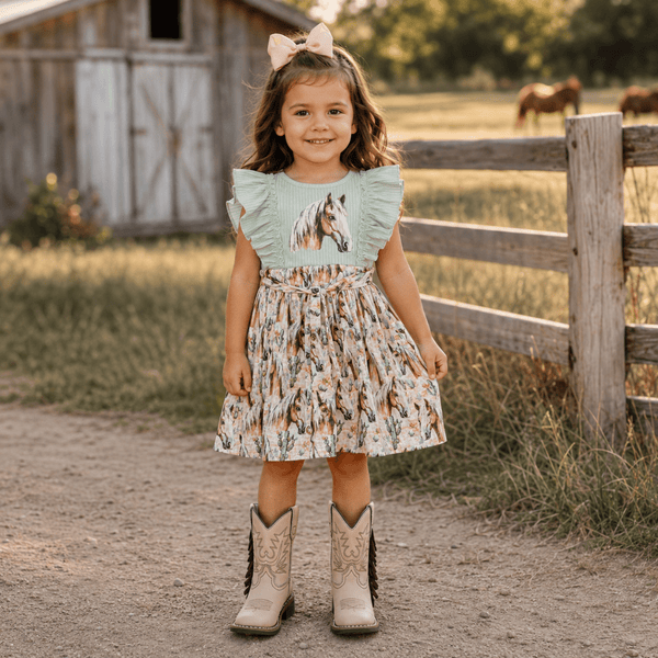 Desert Dasher Horse Dress – Girls Western Dress, Sizes 2T–7