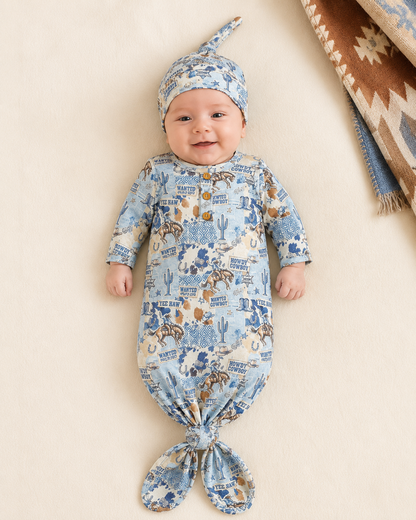The Blue Wanted Cowboy Baby Knotted Gown