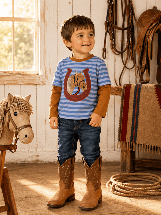 Lucky Horse Embroidered Layered Shirt
