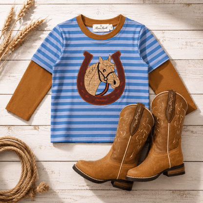 Lucky Horse Embroidered Layered Shirt