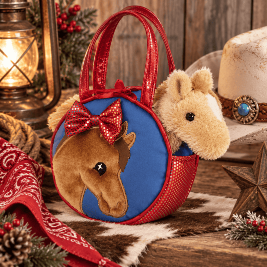 7" Plush Horse Stuffed Animal in Pretty Bow Purse