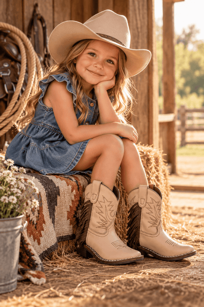 TuffRider Kids Tan Fringe Boots – Children’s Western Cowboy Boots