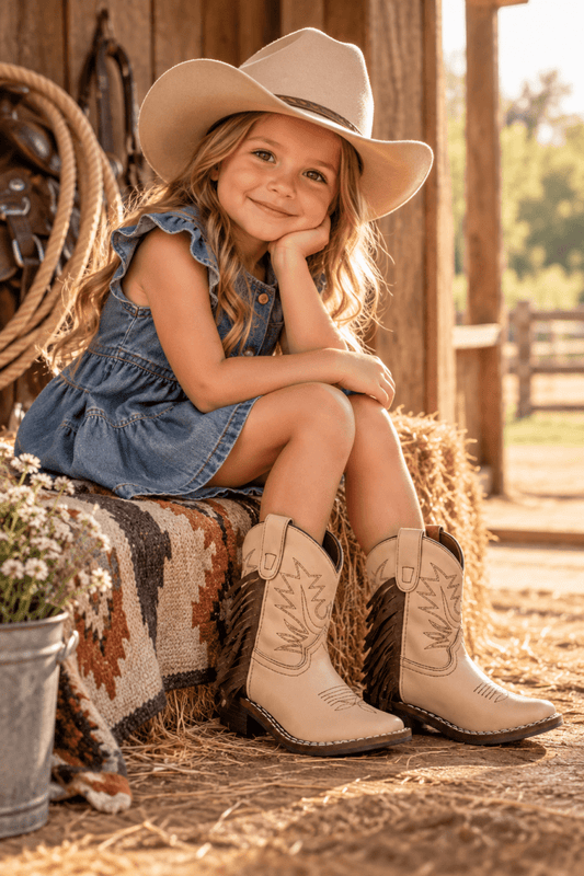 TuffRider Kids Tan Fringe Boots – Children’s Western Cowboy Boots
