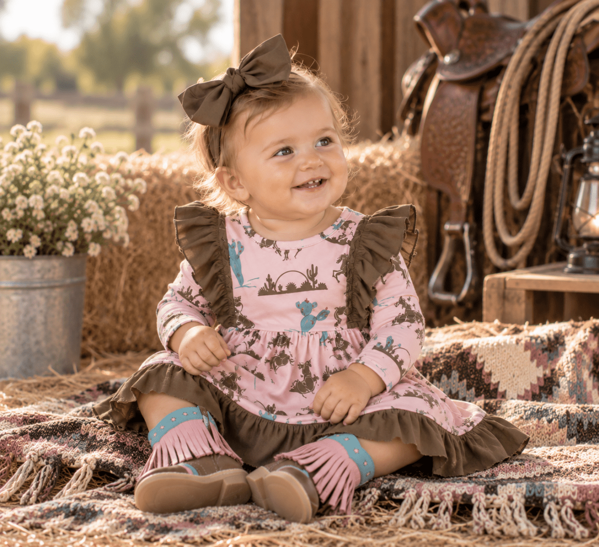 Gettin’ Pink/Brown Ruffle Dress