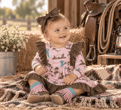 Gettin’ Pink/Brown Ruffle Dress