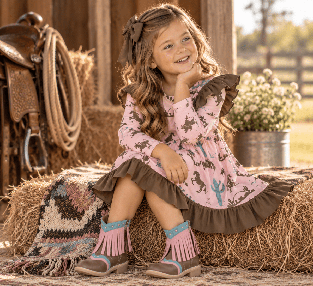 Gettin’ Pink/Brown Ruffle Dress