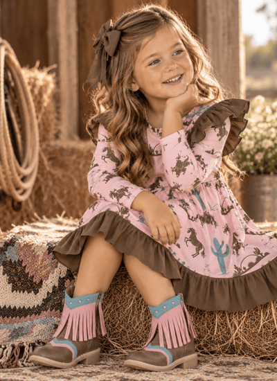 Gettin’ Pink/Brown Ruffle Dress