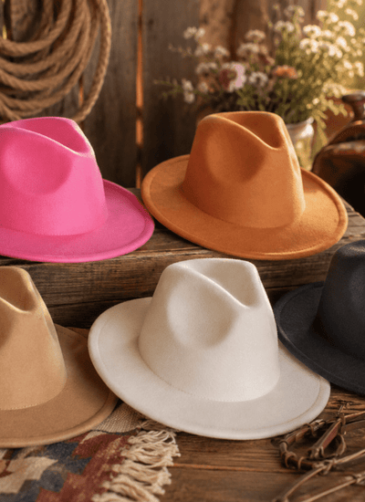Kids Adjustable Felt Fedora Cowboy Hat - Wide Brim, Multiple Colors!