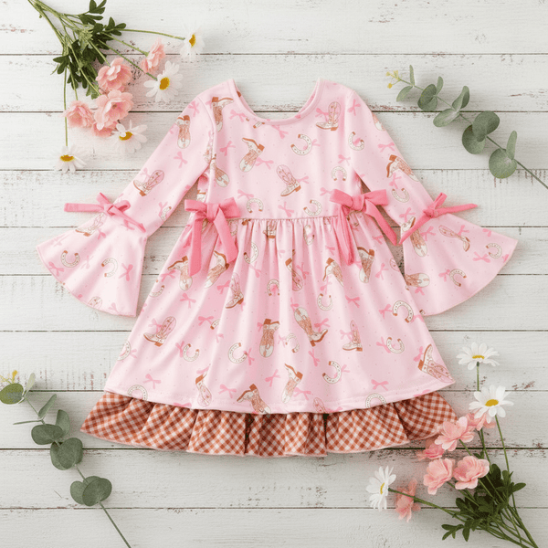 Pink Western Coquette Dress - Baby Toddler Kids Western Wear Pink Western Coquette Dress - Baby Toddler Kids Western Wear