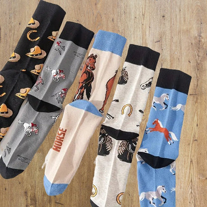 Wild West Adventure Boys' Horse & Cowboy Crew Socks Set image 1