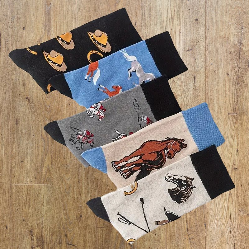 Wild West Adventure Boys' Horse & Cowboy Crew Socks Set image 3
