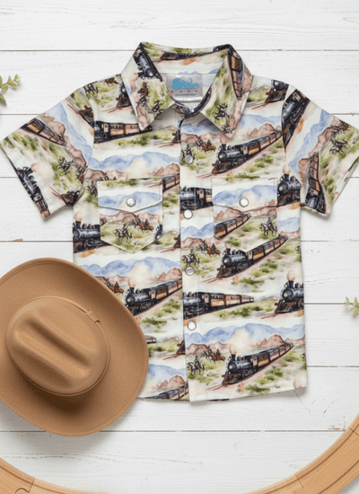 Western Train Pearl Snap Shirt | Toddler's Cowboy Short Sleeve