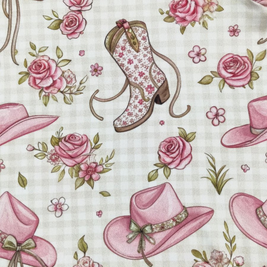 cowgirl hats and boots pattern with roses