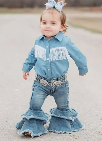 Ruffle & Ride Denim Bell Jeans: For Every Little Cowgirl!