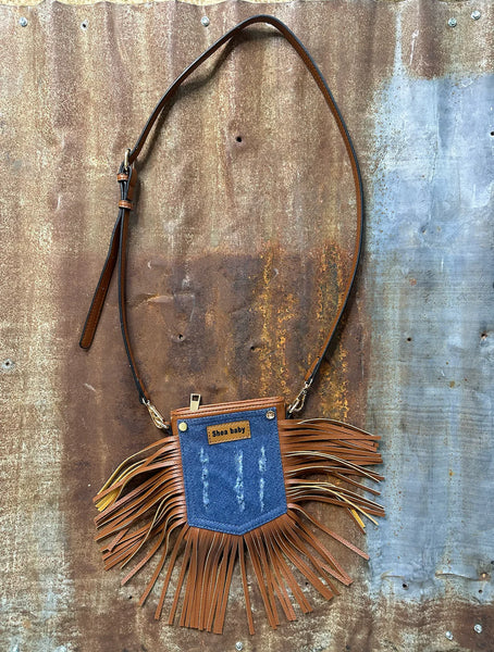 Trail Blazer's Denim Fringe Saddle Bag/Purse