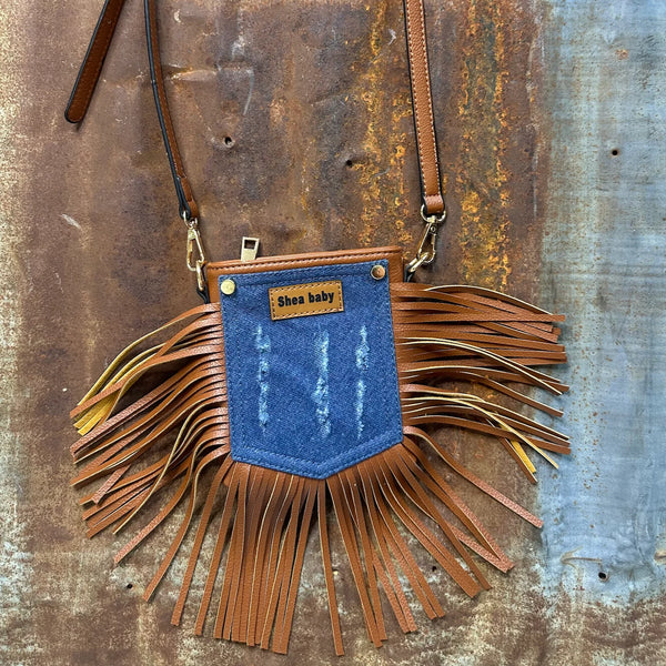 Trail Blazer's Denim Fringe Saddle Bag/Purse