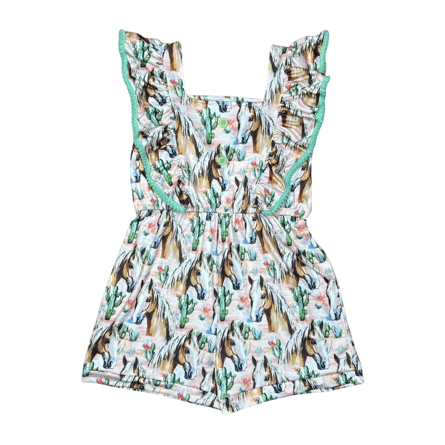 Desert Dasher Horse Romper – Baby & Girls Western Romper, Sizes 6M– Size 7