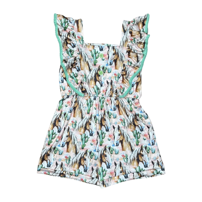 Desert Dasher Horse Romper – Baby & Girls Western Romper, Sizes 6M– Size 7