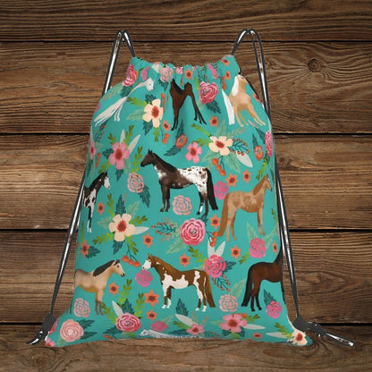 Wild Horse Floral Drawstring Sport Backpack image 2