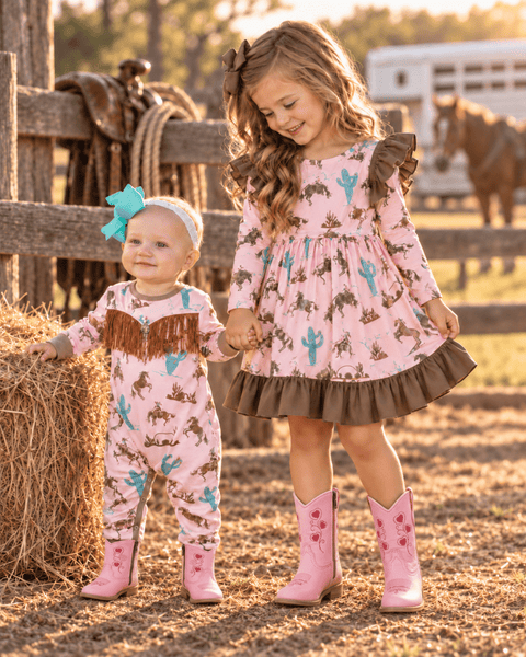 Gettin’ Pink/Brown Ruffle Dress