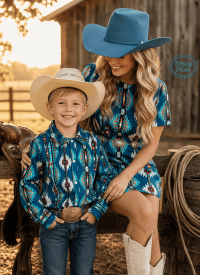Mommy & Me Collection - Huckleberry Trail Duo (Adult) | Teal Dress for Mom and Daughter