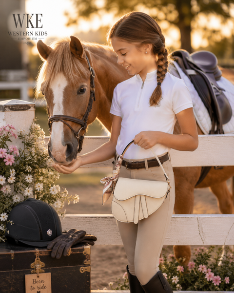 Classic English Saddle Bag with Vintage Scarf - Toddler & Kids Sizes