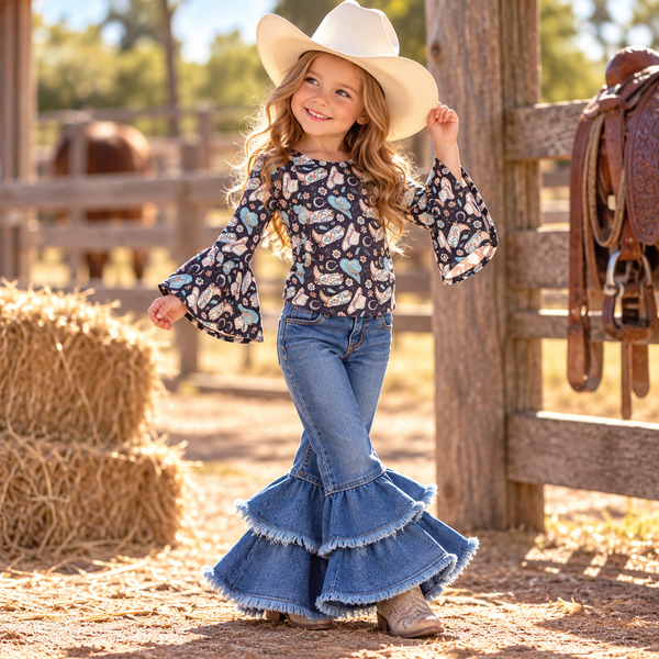 Bluebonnet Boots Bell Sleeve Onesie and Shirt