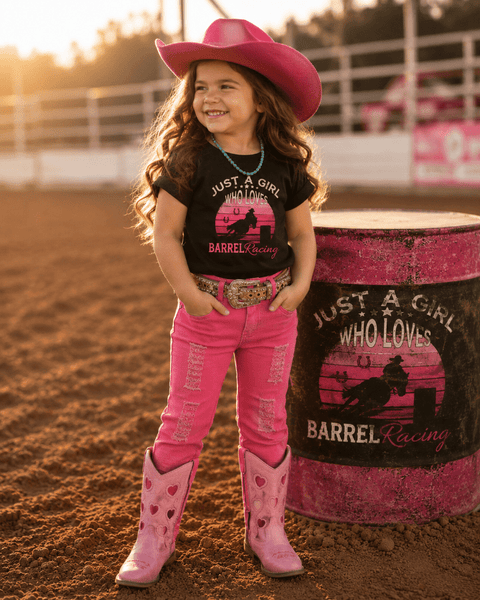 Just A Girl Who Loves Barrel Racing T-Shirt | Girls Cowgirl Tee