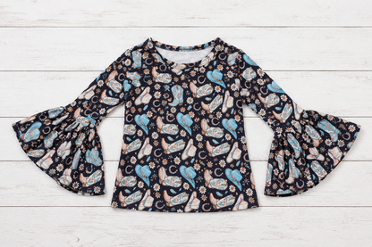 Bluebonnet Boots Bell Sleeve Onesie and Shirt
