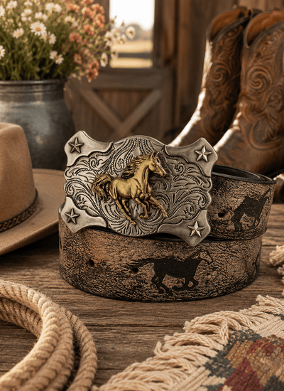 Gold Dust Rodeo: Lil' Wrangler's Versatile Horse Rider Belt
