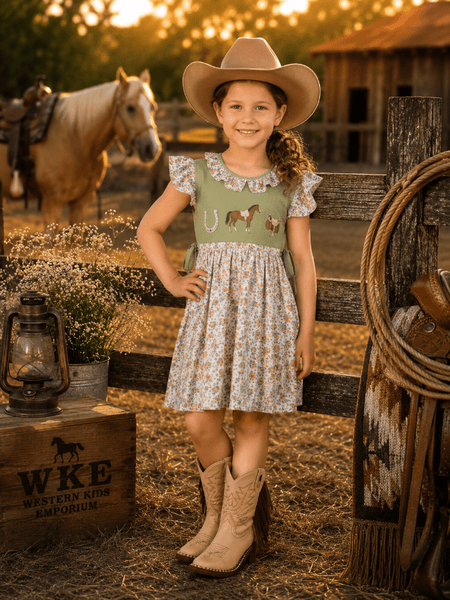 Ranch Friends Floral Ruffle Hores Dress