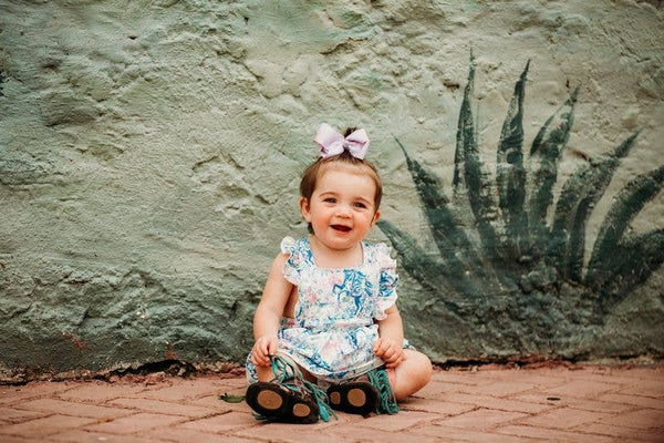 Floral Frontier Cross Romper, Size 0-2T
