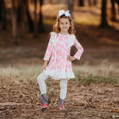 Grazing Horse Ruffle Long Sleeve Dress image 0