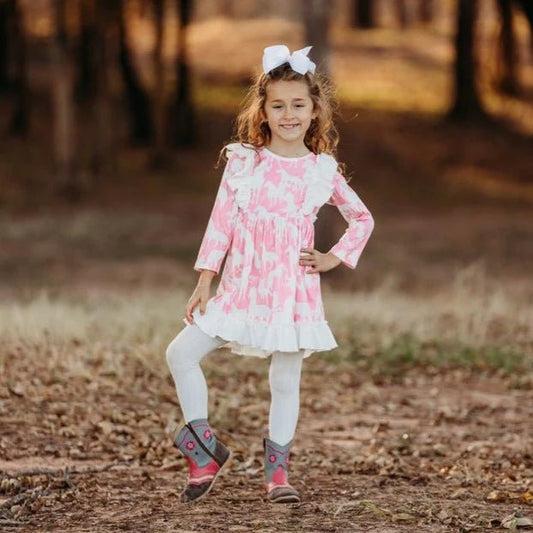 Grazing Horse Ruffle Long Sleeve Dress image 0